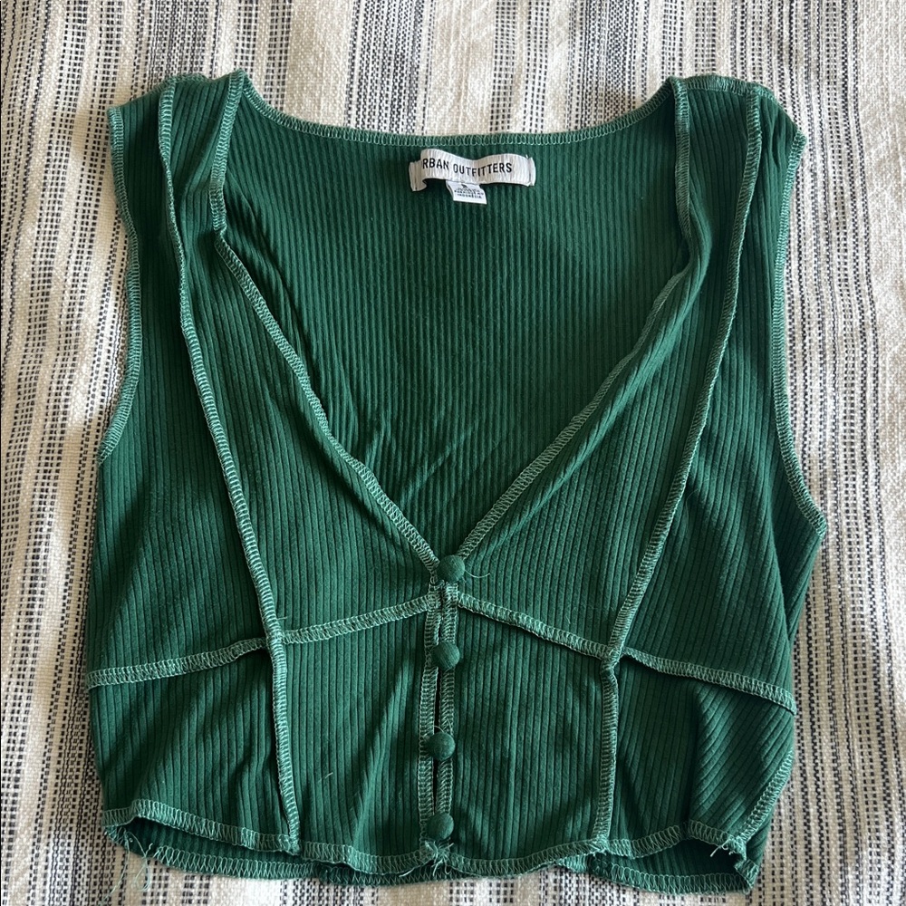 Urban Outfitters Forest Green Ribbed Tank Top